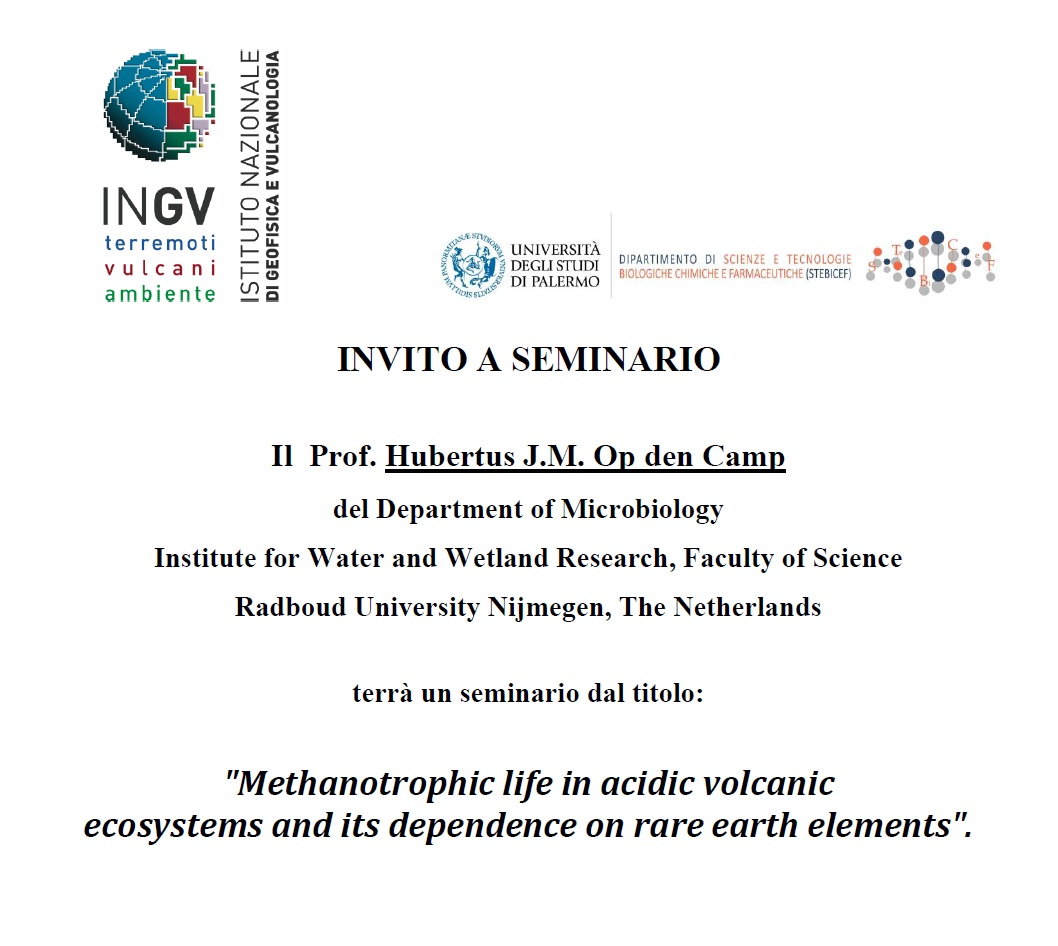Seminario: “Methanotrophic life in acidic volcanic ecosystems and its dependence on rare earth elements”.