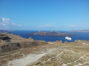 Caldera di Santorini isole di Nea and Palea Kameni 