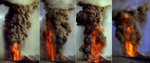 Sequenza fontane di lava nel 2002 dall'Etna